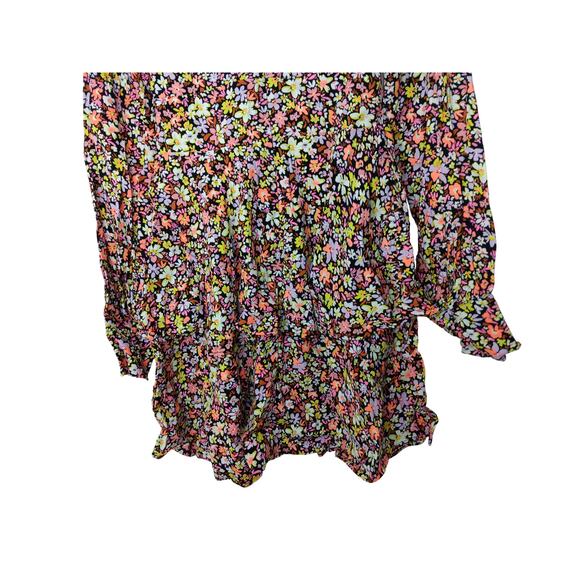 AFRM Womens Crepe Tiered Fit & Flare Mini Dress XS Noir Wildflower Floral NWT - Picture 7 of 15